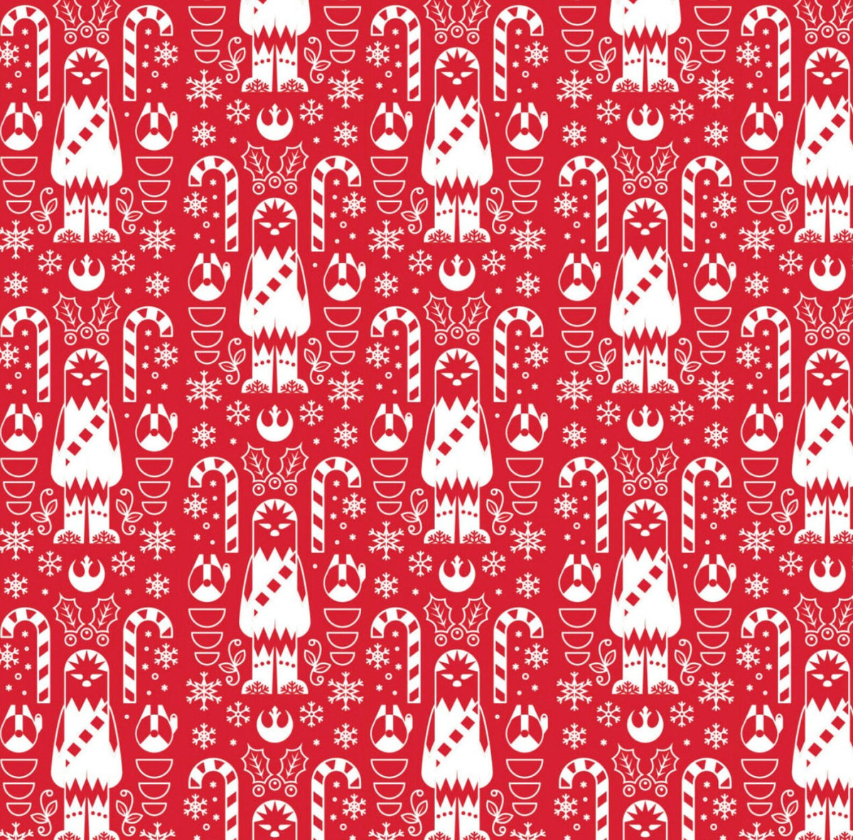 Winter Holiday IV Wookie Star Wars Christmas Red Camelot Cotton Fabric CF-73011381-03