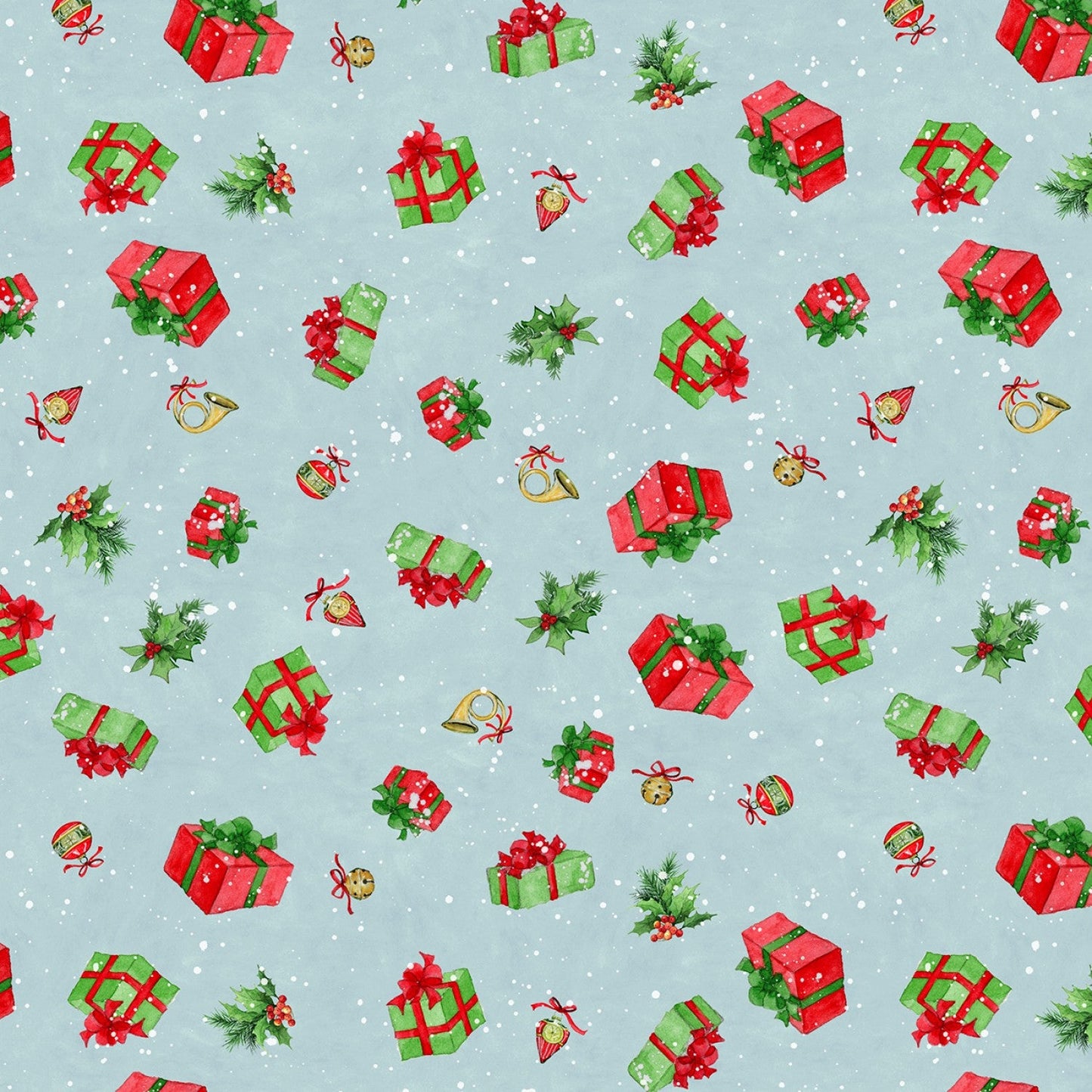 Winter Hollow Holiday Gifts and Ornaments Blue Susan Winget Wilmington Prints Cotton Fabric