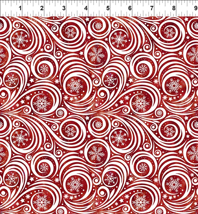 Winter Solstice II Snow Swirl Red White In the Beginning Fabric Cotton Fabric ITB-10WS-2