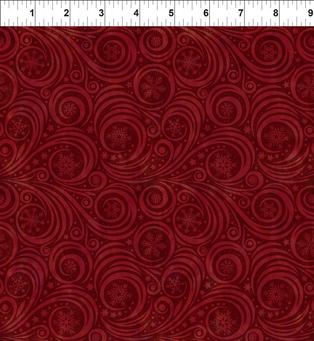 Winter Solstice II Snow Swirl Red In the Beginning Fabric Cotton Fabric ITB-10WS-4