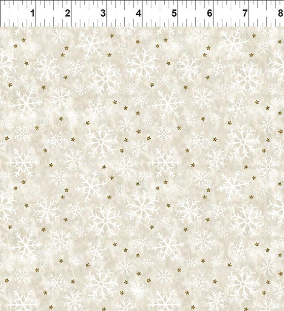 Winter Solstice II Snowflakes Cream Gold Metallic In the Beginning Fabric Cotton Fabric ITB-11WS-1M