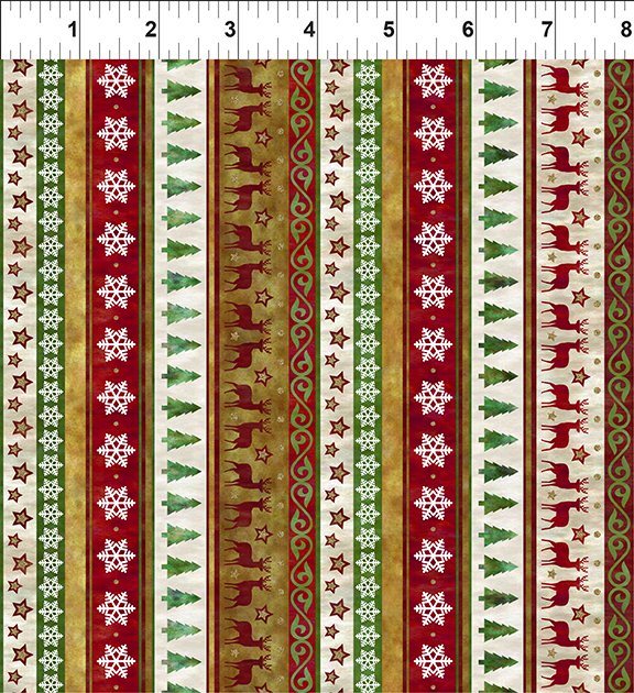 Winter Solstice II Stripe Multi Gold Metallic In the Beginning Fabric Cotton Fabric ITB-6WS-1M