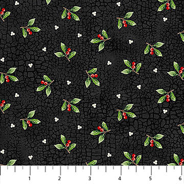 Winter Song Leaf Toss Black Multi Deborah Edwards Northcott Cotton Fabric NC-27807-99