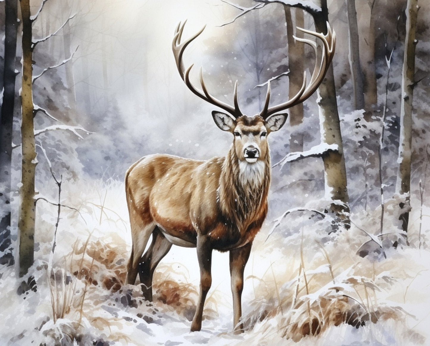 Winter Stag Panel 36" Multi Shawna Stewart David Textiles Cotton Fabric DT-AL-6450-3C-1