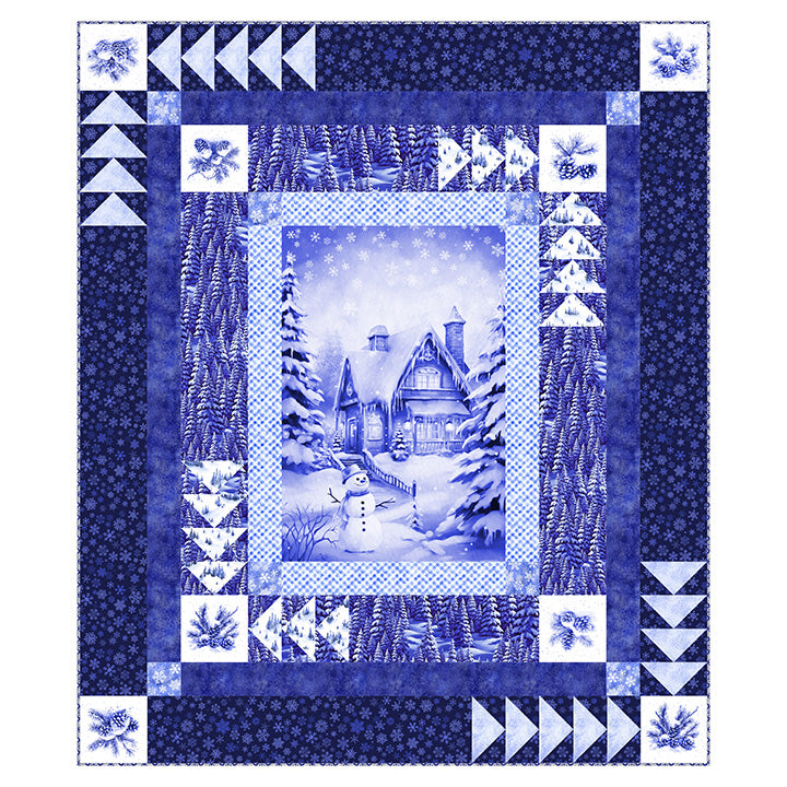 Winter Twilight Digital Quilt Top 56"x 66" Blue Patrick Lose Northcott Cotton Fabric NC-DQ43105