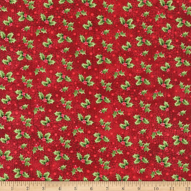 Winter Welcome Tossed Holly Red Northcott Cotton Fabric