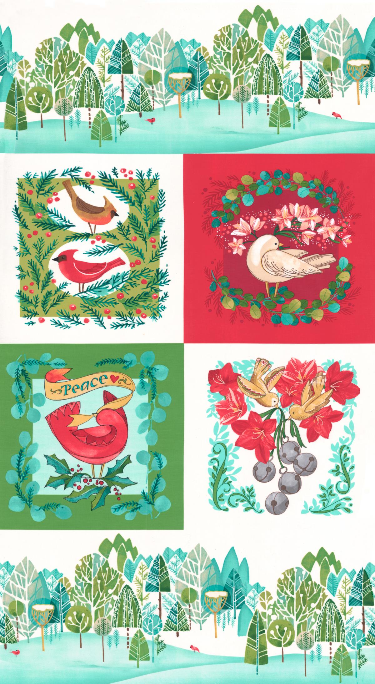 Winterly Christmas Panel 24" Multi Rob Pickens Moda Cotton Fabric MD-48766-11