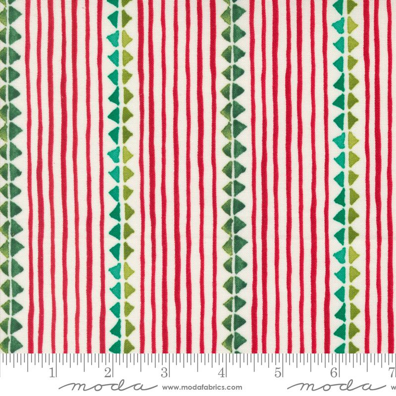 Winterly Christmas Ribbon Stripes Cream Multi Rob Pickens Moda Cotton Fabric MD-48763-11