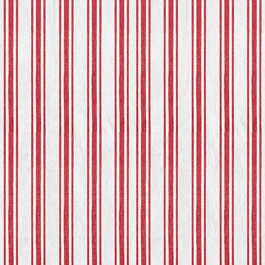 Wintry Mix Ticking Stripe Red and White Elizabeth Medley Blank Quilting Cotton Fabric