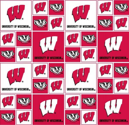 Wisconsin Badgers NCAA College Block Sykel Cotton Fabric WIS-020