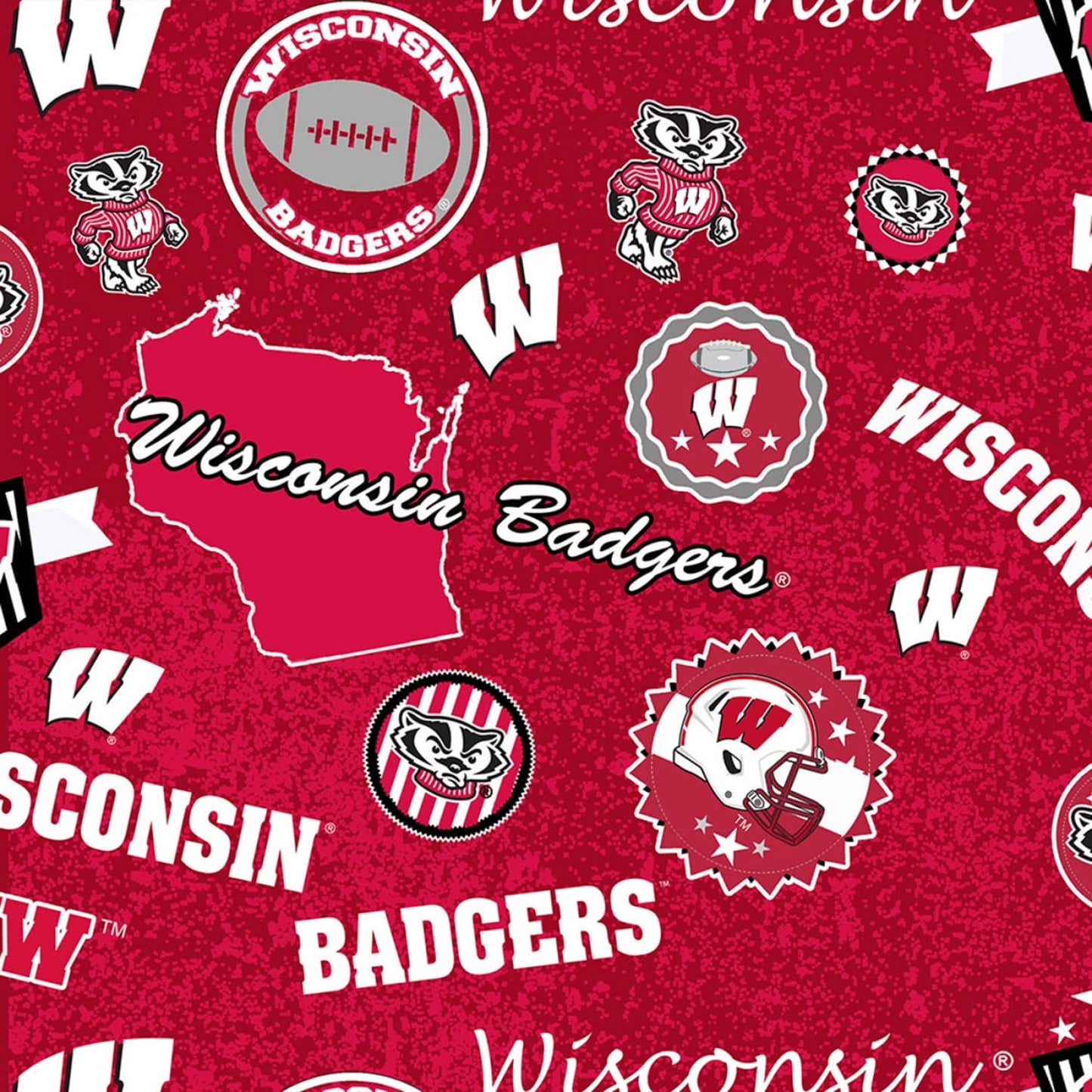 Wisconsin Badgers NCAA College Home State Sykel Cotton Fabric WIS-1208