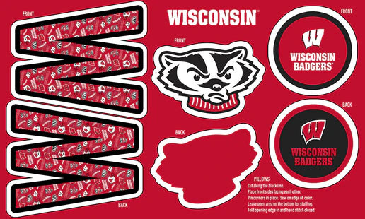 Wisconsin Badgers NCAA Collegiate Pillow Project 36"x60" Sykel Enterprises Polyester Minky Fabric SYK-WIS-1359