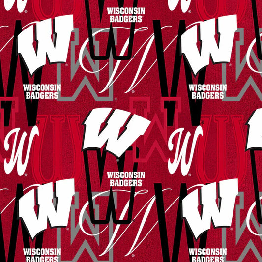 Wisconsin Badgers NCAA College Letters Sykel Cotton Fabric SYK-WIS-1372