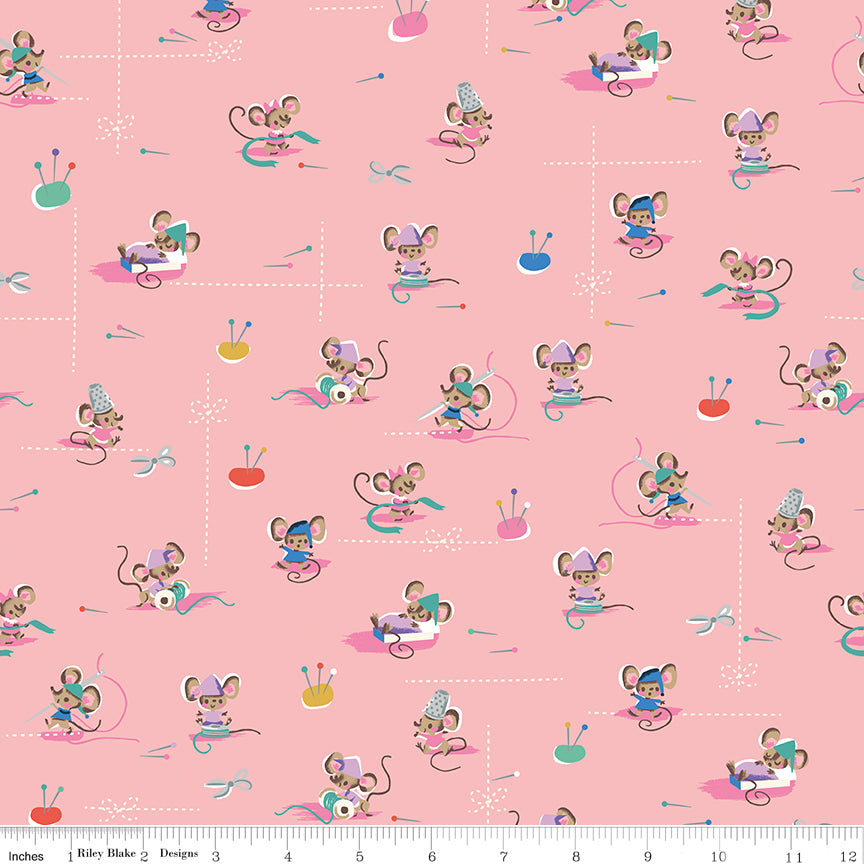 Wishes Workers Petunia Pink Sparkle Jill Howarth Riley Blake Cotton Fabric RB-SC18073-PETUNIA