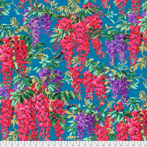 Wisteria Teal Blue Philip Jacobs Stash Kaffe Fassett Collective Free Spirit Cotton Fabric  FS-PWPJ102.TEAL