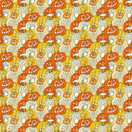 Witch Night Out Packed Pumpkins Orange Glow in the Dark Delphine Cubitt Henry Glass Cotton Fabric HG-749G-34