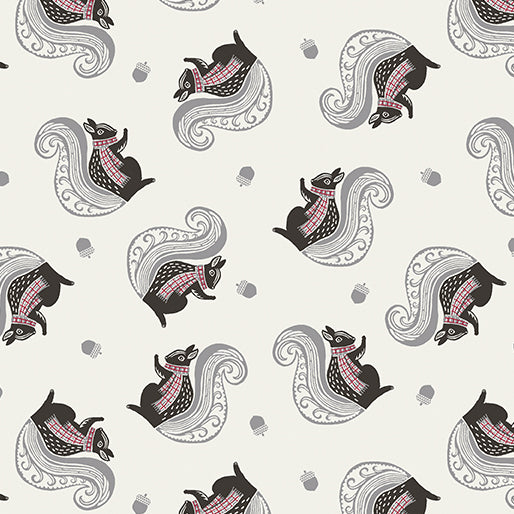 Woodland Magic Squirrel Porcelain Cream Jessica Flick Benartex Cotton Fabric BE-13370-07