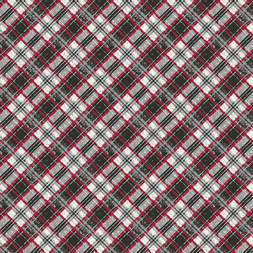 Woodland Magic Tartan Gunmetal Jessica Flick Benartex Cotton Fabric