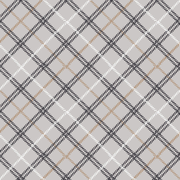 Woodland Whispers Bias Plaid Light Gray Jan Shade Beach Henry Glass Cotton Fabric
