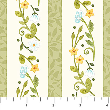 Woodland Babes Floral Stripe Cream Multi Kathryn Christensen Northcott Cotton Fabric