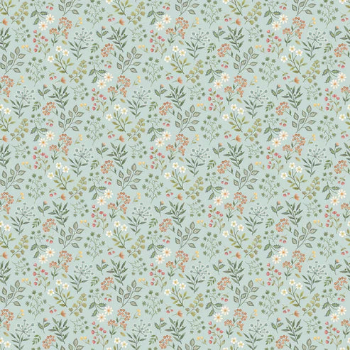 Woodland Heart Floral Blue Multi Deborah Edwards & Kathryn Christensen Northcott Cotton Fabric NC-DP28724-42
