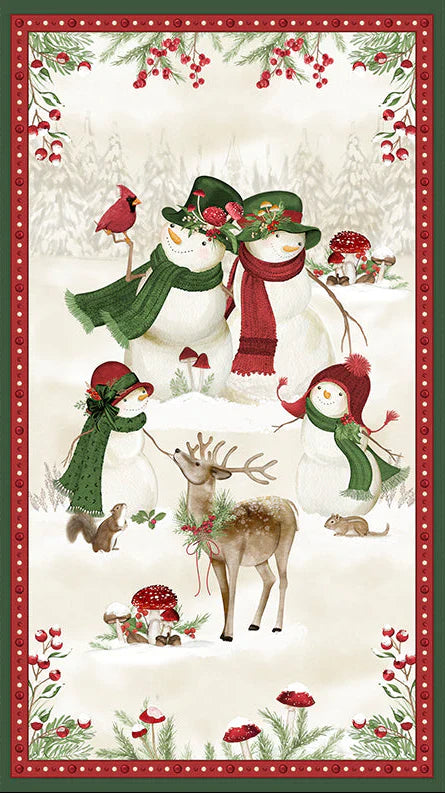 Woodland Snowmen Panel 24" Multi Danielle Leone Wilmington Prints Cotton Fabric WP-3017-27732-273
