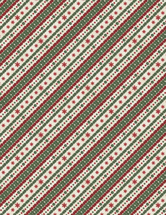 Woodland Snowmen Ticking Stripe Multi Danielle Leone Wilmington Prints Cotton Fabric WP-3017-27741-237