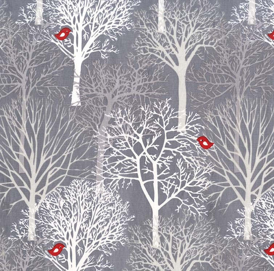 Woodland Winter Cardinals Trees Grey Michael