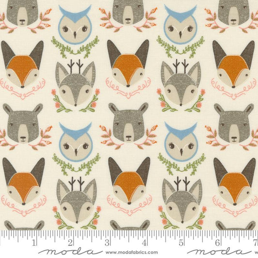 Woodland Wonder Bobble Heads Animal Heads Cloud Multi Moda Cotton Fabric