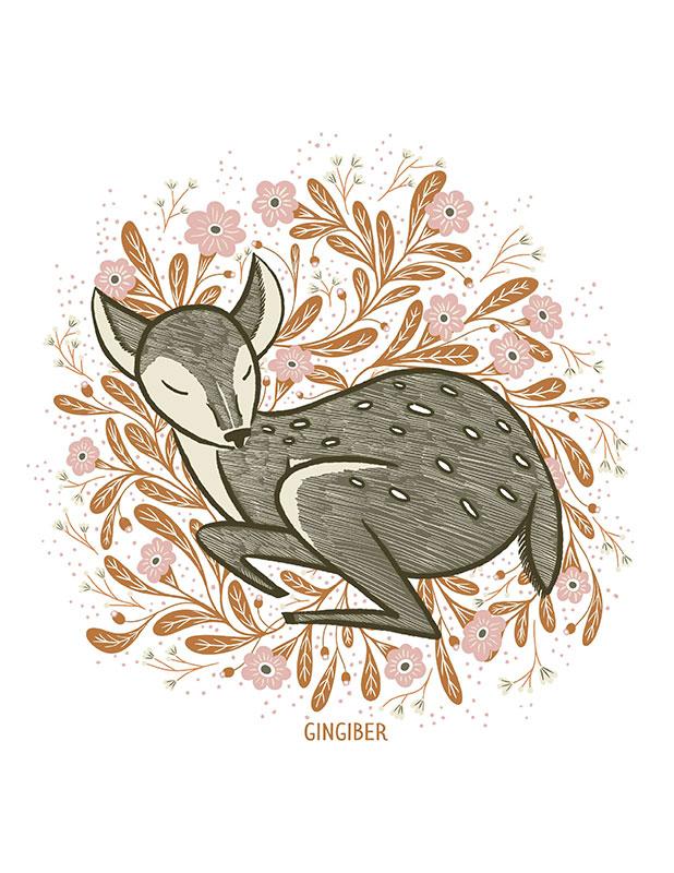 Woodland Wonder Deer Flowers Sticker Stacie Bloomfield Gingiber