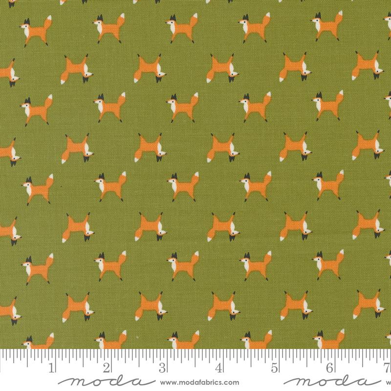 Woodland Wonder Fox Trot Fern Light Green Moda Cotton Fabric