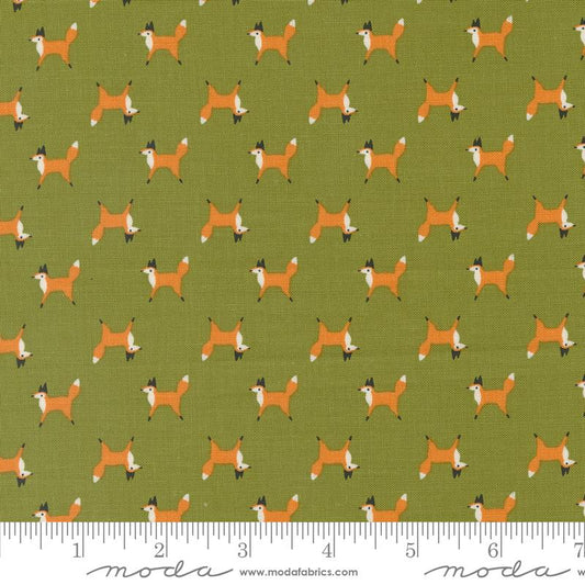 Woodland Wonder Fox Trot Fern Light Green Moda Cotton Fabric