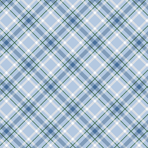 Woodland Wonderland Plaid Blue Nicole Decamp Benartex Cotton Fabric BE-14985-55