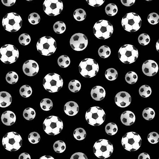 World Cup Soccer Balls Black Kanvas Benartex Cotton Fabric BE-12618-12