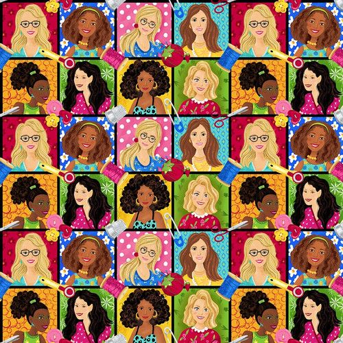 Quilter's Haven Quilting Ladies Patch Red Satin Moon Designs Blank Quilting Cotton Fabric BQ-QUILTERSHAVE-B-3002-88