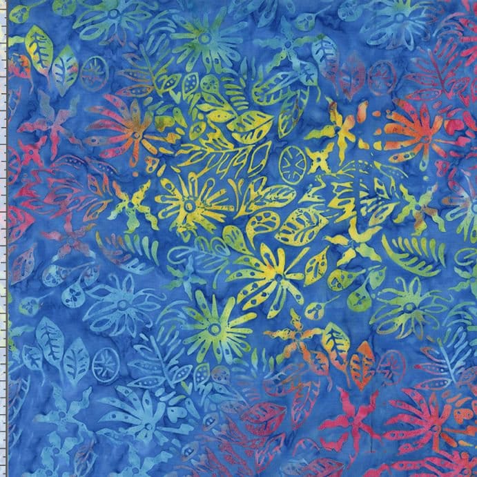 XTonga 108" Wideback Tropical Electric Blue Yellow Timeless Treasures Cotton Batik Fabric TT-XTONGA-B4095-ELECTRIC | US Fabric Shop