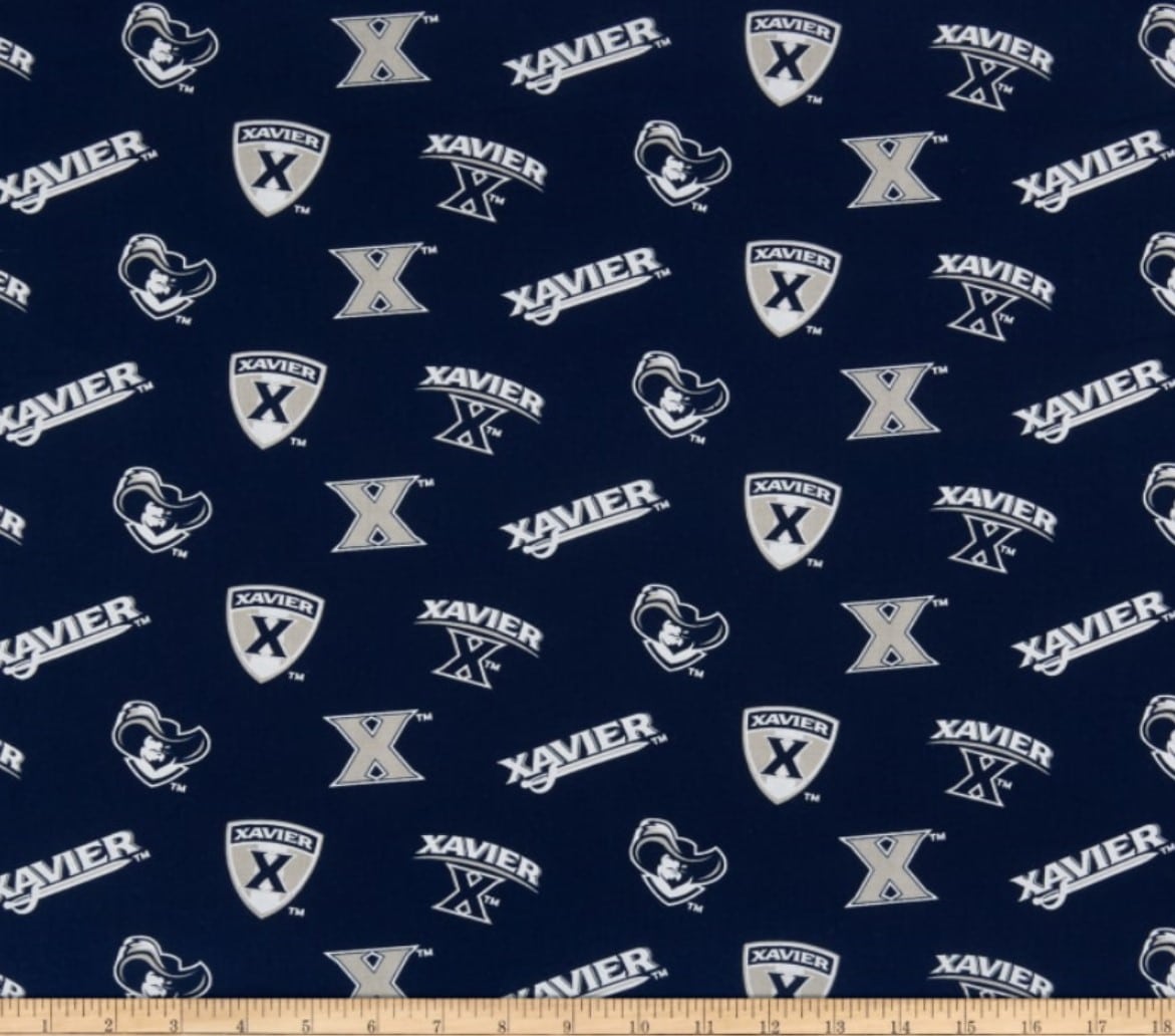 Xavier Musketeers NCAA College Allover Blue Sykel Cotton Fabric XAV-045