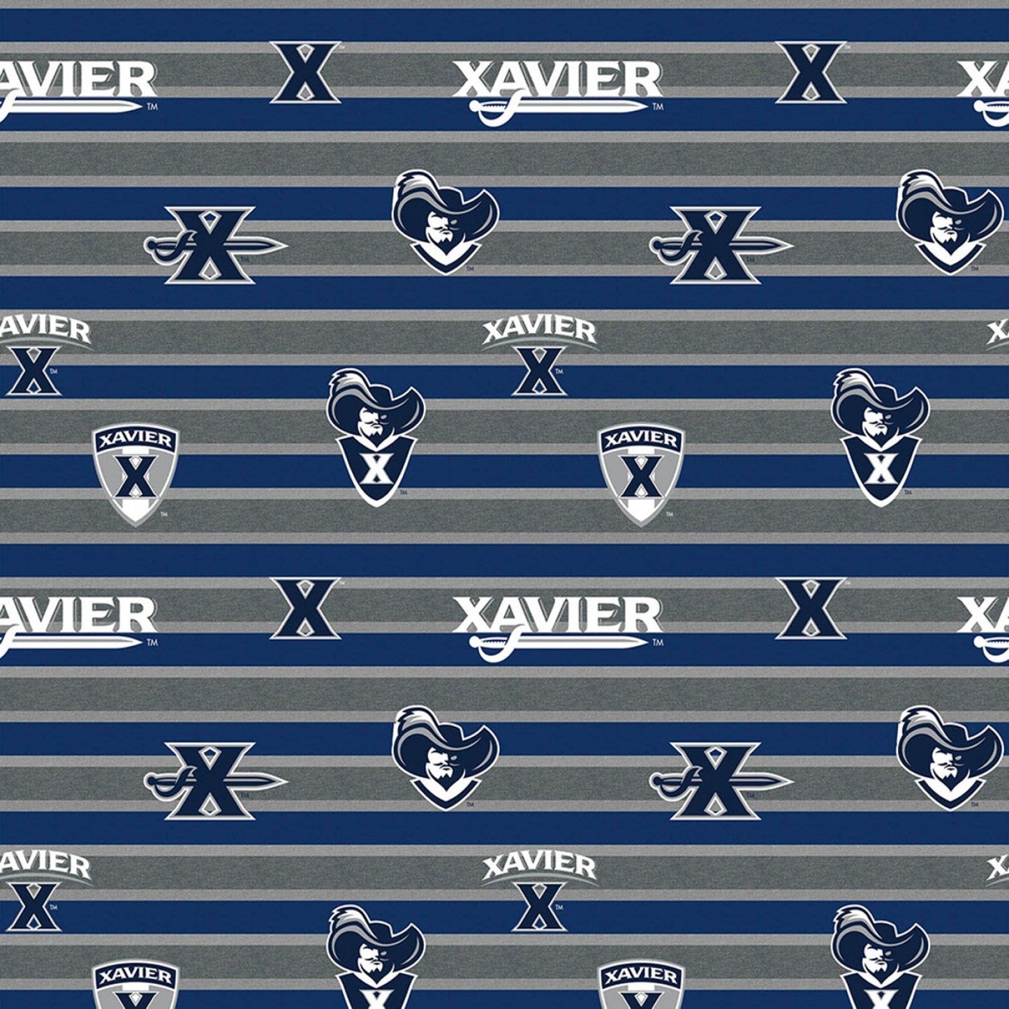 Xavier Musketeers NCAA College Polo Stripe Sykel Cotton Fabric XAV-1133