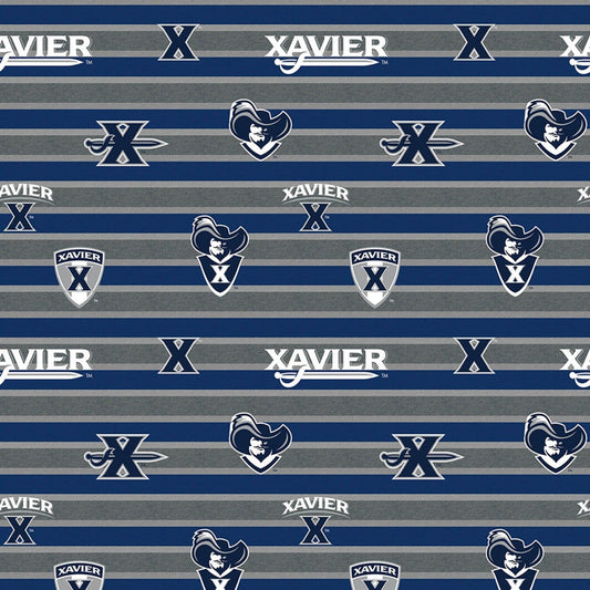 Xavier Musketeers NCAA College Polo Stripe Sykel Cotton Fabric XAV-1133