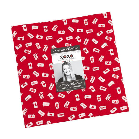 XOXO Hearts Love Valentine's Day 10" Square Layer Cake April Rosenthal Moda Cotton Fabric MD-24140LC