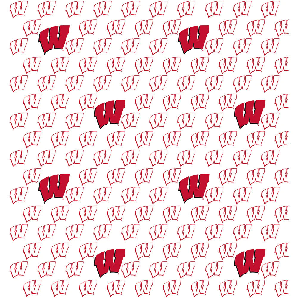 Wisconsin Badgers NCAA College White Block Letter Sykel Cotton Fabric WIS-1328