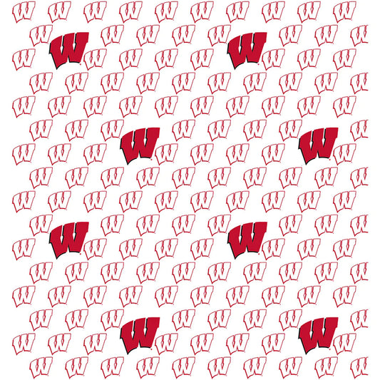 Wisconsin Badgers NCAA College White Block Letter Sykel Cotton Fabric WIS-1328