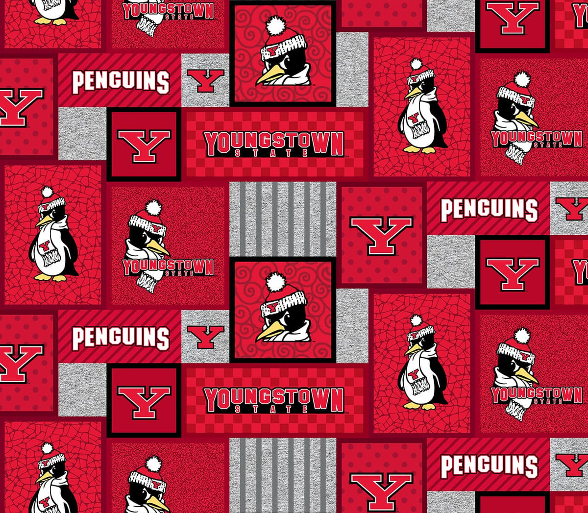 Youngstown State Penguins NCAA College Patch Sykel Enterprises Polyester Fleece Fabric YNG-1177 | US Fabric Shop