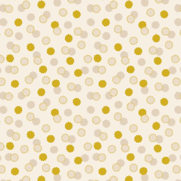 Year of the Dragon Cosmos Cream Gold Metallic Lewis & Irene Cotton Fabric