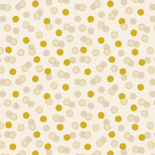 Year of the Dragon Cosmos Cream Gold Metallic Lewis & Irene Cotton Fabric