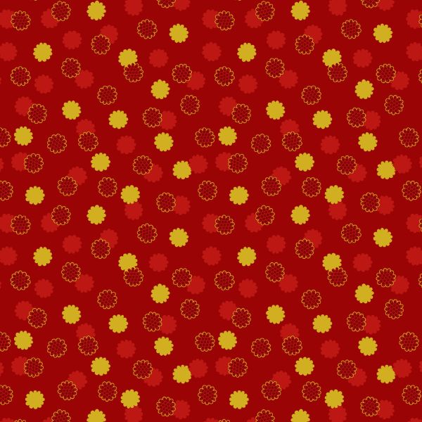 Year of the Dragon Cosmos Red Gold Metallic Lewis & Irene Cotton Fabric