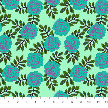 Yesterday Carnation Aqua Juliana Horner Northcott Cotton Fabric NC-AMT155-75C