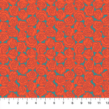 Yesterday Rosette Tomato Juliana Horner Northcott Cotton Fabric NC-AMT159-23V