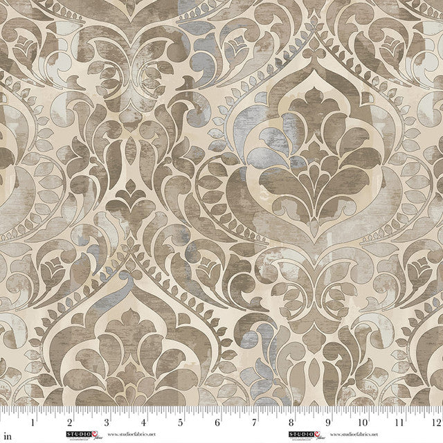 You Damask! 118" Wideback Damask Sepia Chelsea DesignWorks Studio E Cotton Fabric SE-8568-34