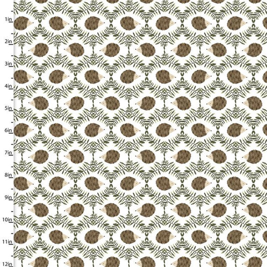 You Light My Way Gnome Geo Hedgehog White Deane Beesley 3 Wishes Cotton Fabric